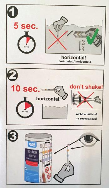 mediPool Teststäbchen Chlor/pH/Algenschutz 50 Stück Teststreifen